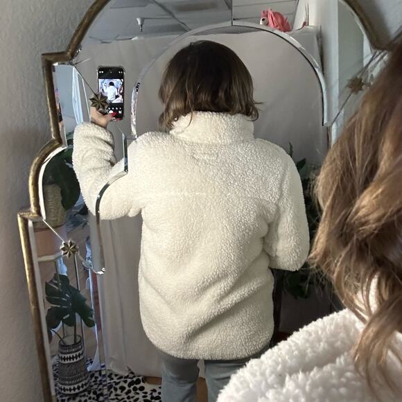 Abercrombie & Fitch Full Zip Sherpa Jacket White Size Medium - Picture 7 of 8